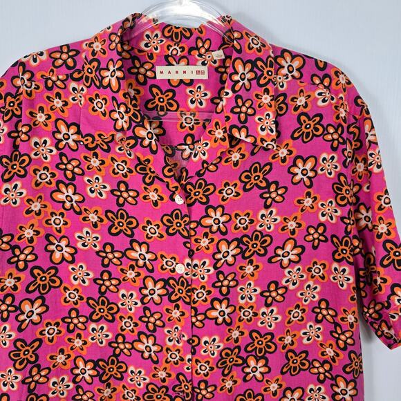 Marni x Uniqlo Mixed Pattern Pleated Shirt Dress Floral Plaid Colorblock Large - Picture 8 of 8